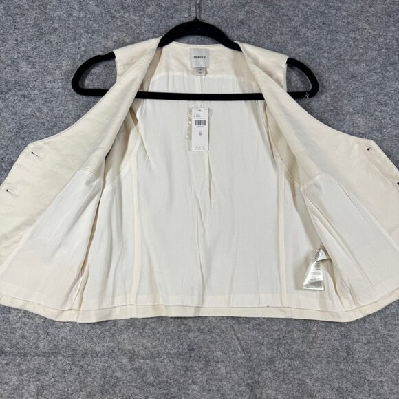 Anthropologie Maeve Ivory Tailored Linen Vest Size M Chic Workwear Office - Picture 5 of 16